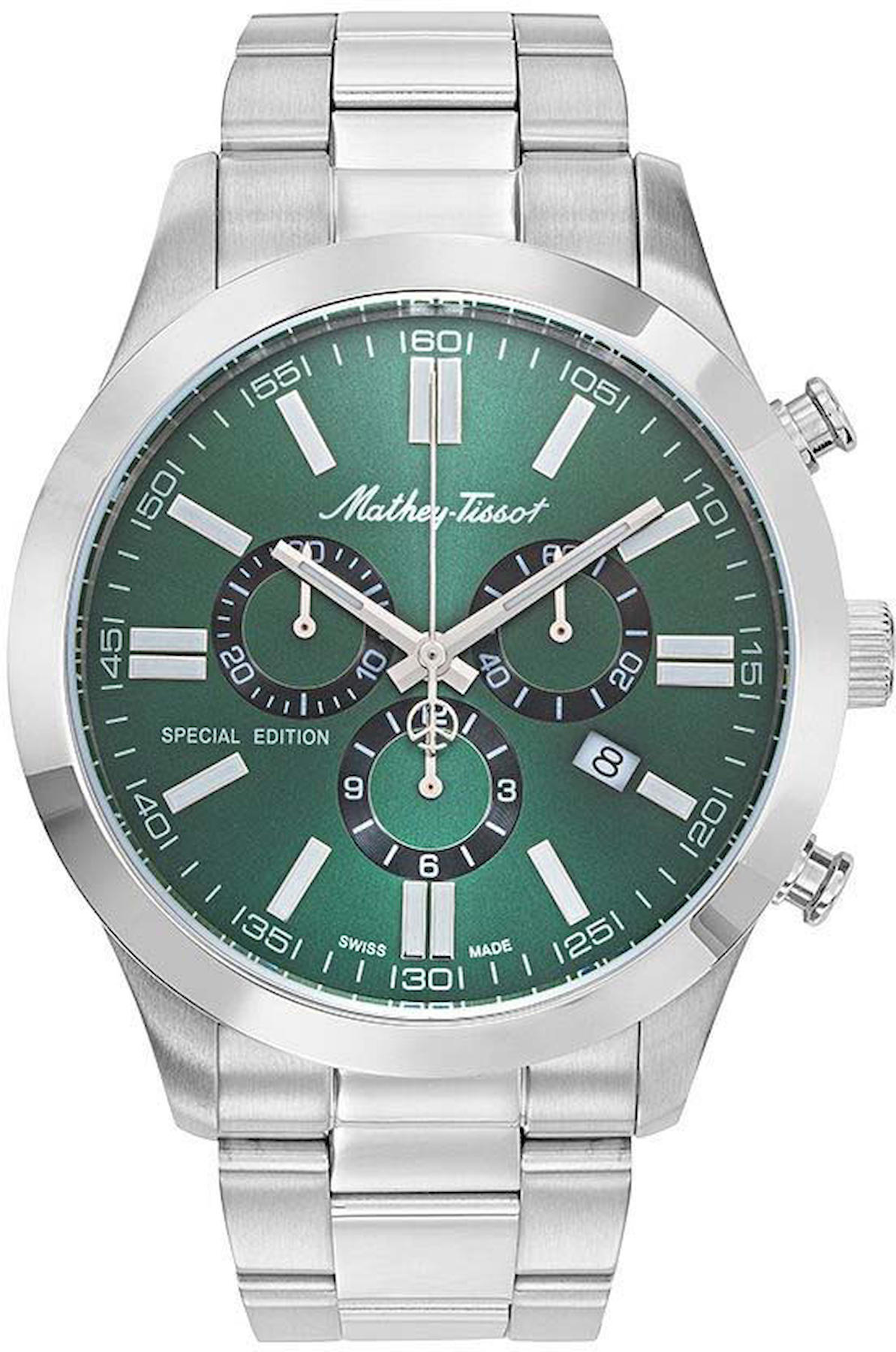 Mathey-Tissot H455CHVE Takvimli 44 mm Çelik Kordon Analog Kol Saati