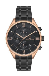 David Guner DG-8177GA-R2 Takvimli 42 mm Siyah Çelik Kordon Analog Kol Saati