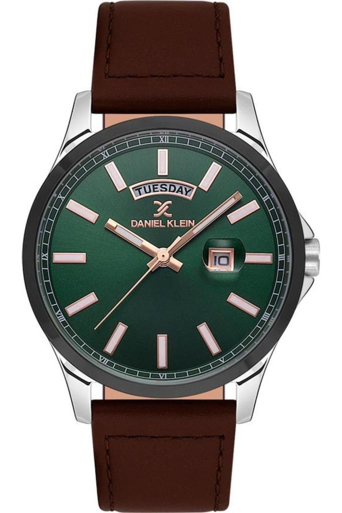 Daniel Klein DK.1.13659-4 Takvimli 42 mm Kahverengi Deri Kordon Analog Erkek Kol Saati