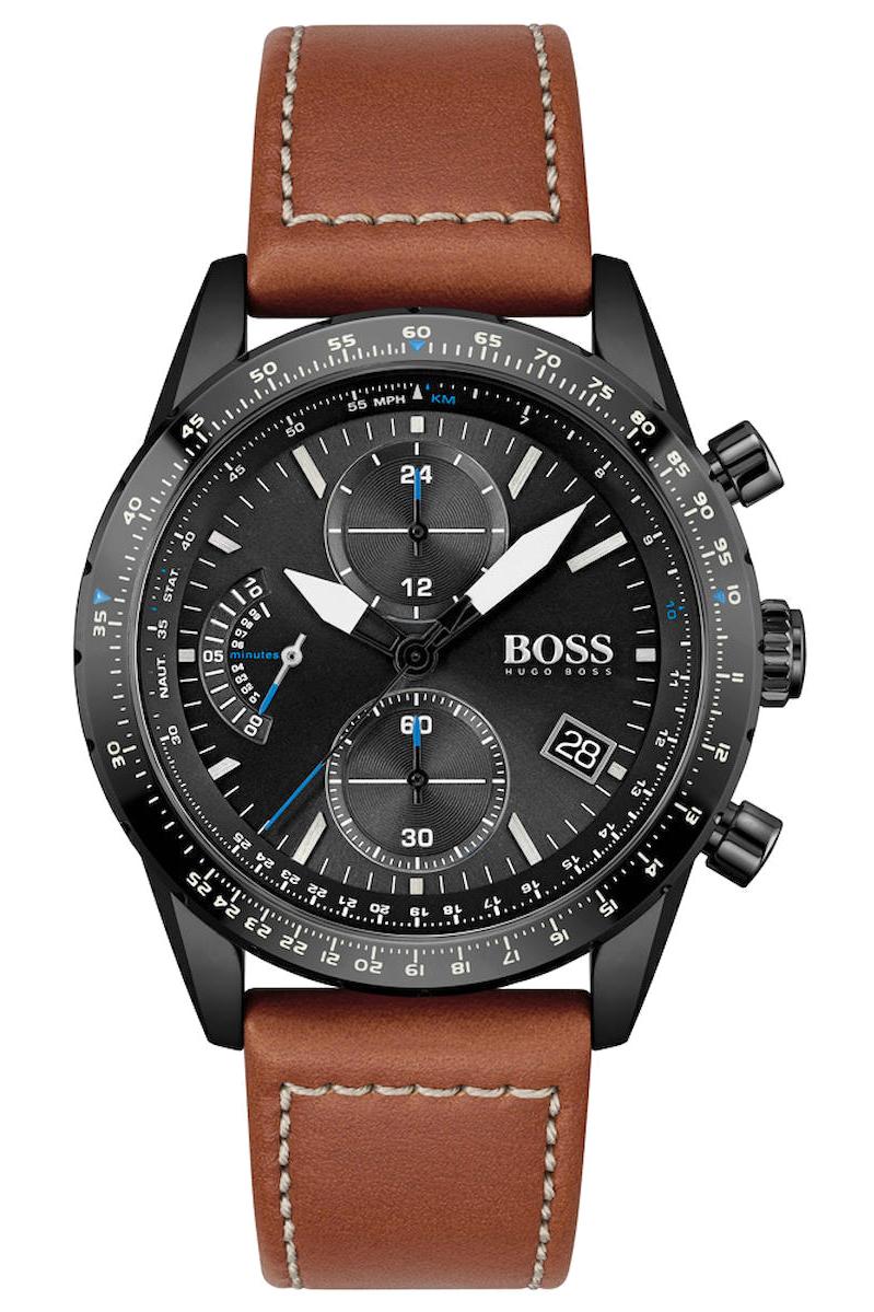 Hugo Boss HB1513851 Pusulalı Takvimli 44 mm Kahverengi Deri Kordon Analog Erkek Kol Saati