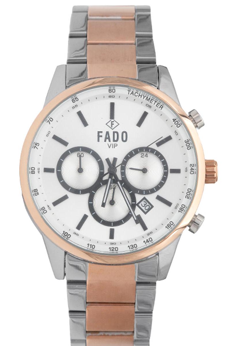 Fado RH0104 Takvimli Gri-Rose Gold Çelik Kordon Analog Erkek Kol Saati