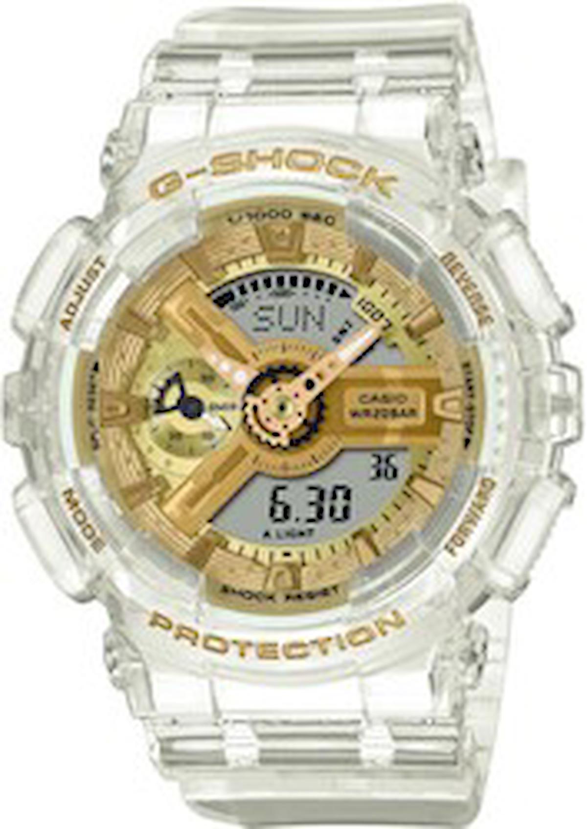 Casio GMA-S110SG-7ADR Takvimli 46 mm Şeffaf Silikon Kordon Analog Erkek Kol Saati
