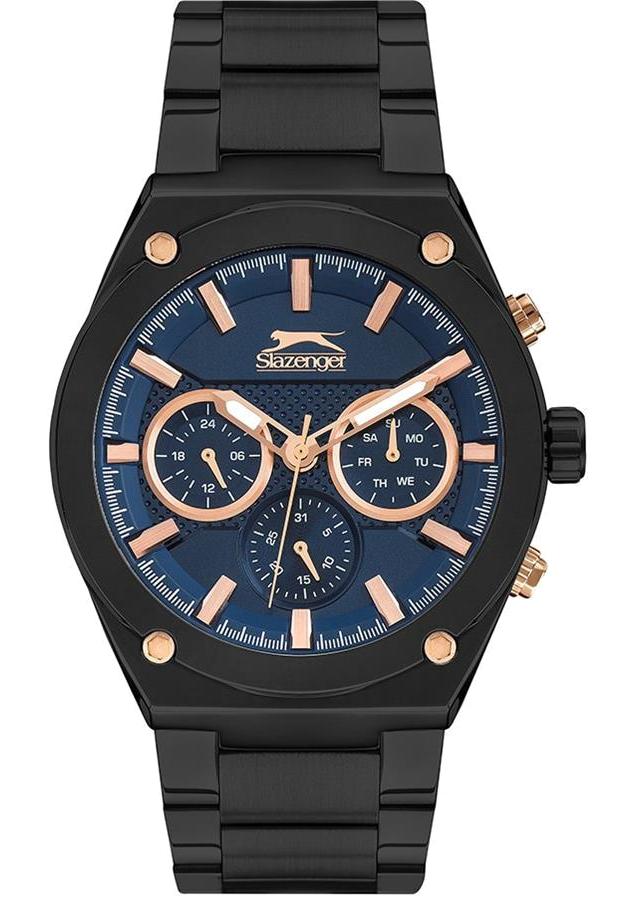 Slazenger SL.09.1888.2.02 Takvimli 45 mm Siyah Çelik Kordon Analog Erkek Kol Saati