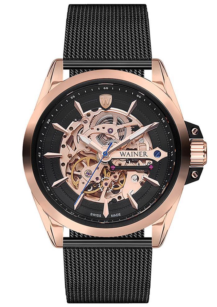 Wainer WA.25687-C 46 mm Siyah Çelik Kordon Analog Erkek Kol Saati
