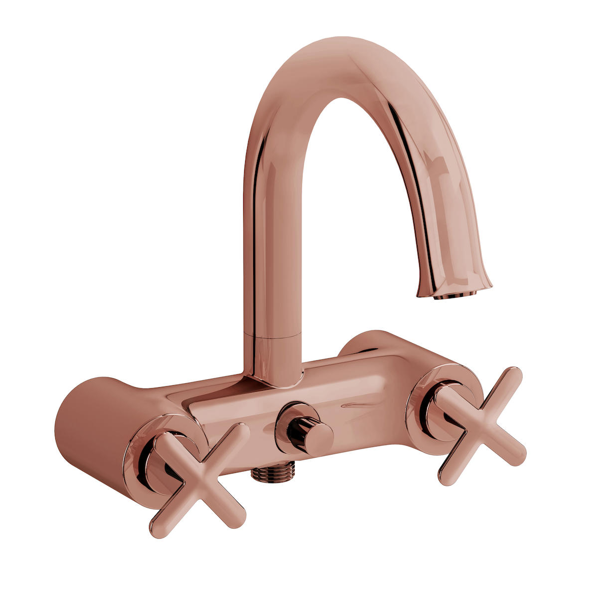Vitra Origin Classic A4289329 Krom Çiftli Çevirmeli Yarı Ankastre Kuğu Banyo Bataryası Bakır