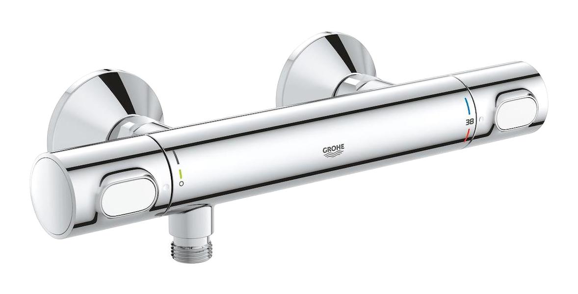 Grohe Grohtherm 500 Krom Çiftli Basmalı Dereceli Yarı Ankastre Banyo Bataryası Gri