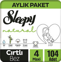 Sleepy Natural 4 Numara Organik Cırtlı Bebek Bezi 104'lü
