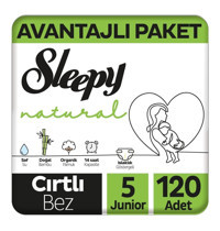 Sleepy Natural 5 Numara Organik Cırtlı Bebek Bezi 120'li