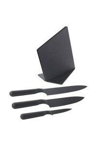 IKEA 3 Lü Bıçak Set Standlı Siyah Renk Meridyendukkan Paslanmaz Çelik 3 Lü Mutfak Bıçak Seti