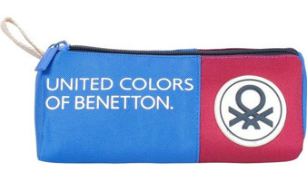 United Colors Of Benetton Tricolor Mavi Düz Kumaş Tek Gözlü Logolu Üçgen Cüzdan Kalemlik