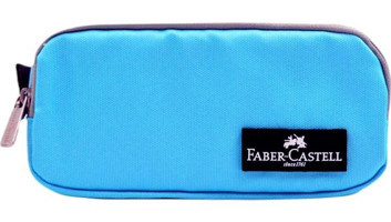 Faber-Castell King Mavi Düz Bez Çift Gözlü Dikdörtgen Cüzdan Kalemlik