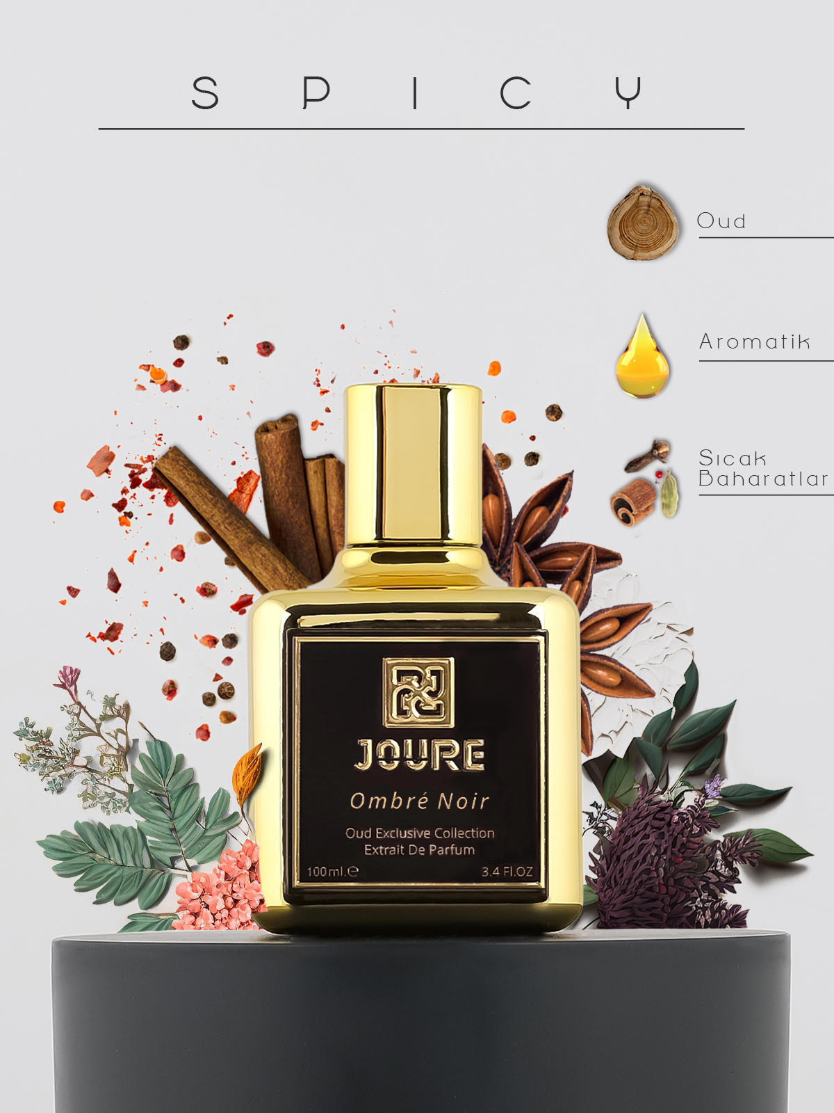 Joure Perfume Ombre Noir Çiçeksi-Oryantal Erkek Parfüm 100 ml