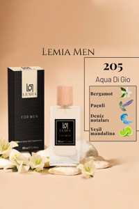 Lemia 205 Aqua Gio EDC Ferah-Odunsu Erkek Parfüm 50 ml