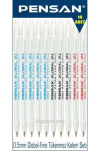 Pensan Global-fine 21 3 Renkli 0.5 mm İğne Uçlu Çok Renkli 10'lu Tükenmez Kalem Seti