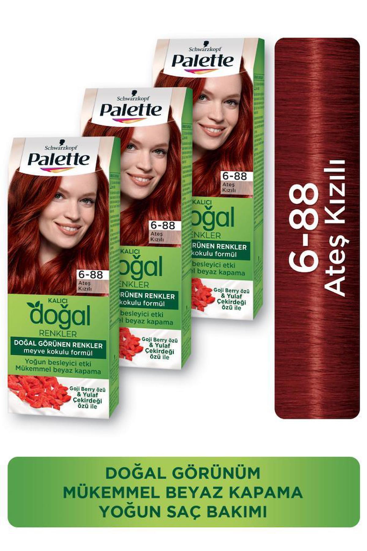 Palette Kalıcı Doğal Renkler 6.88 Ateş Kızılı Krem Saç Boyası 3x50 ml