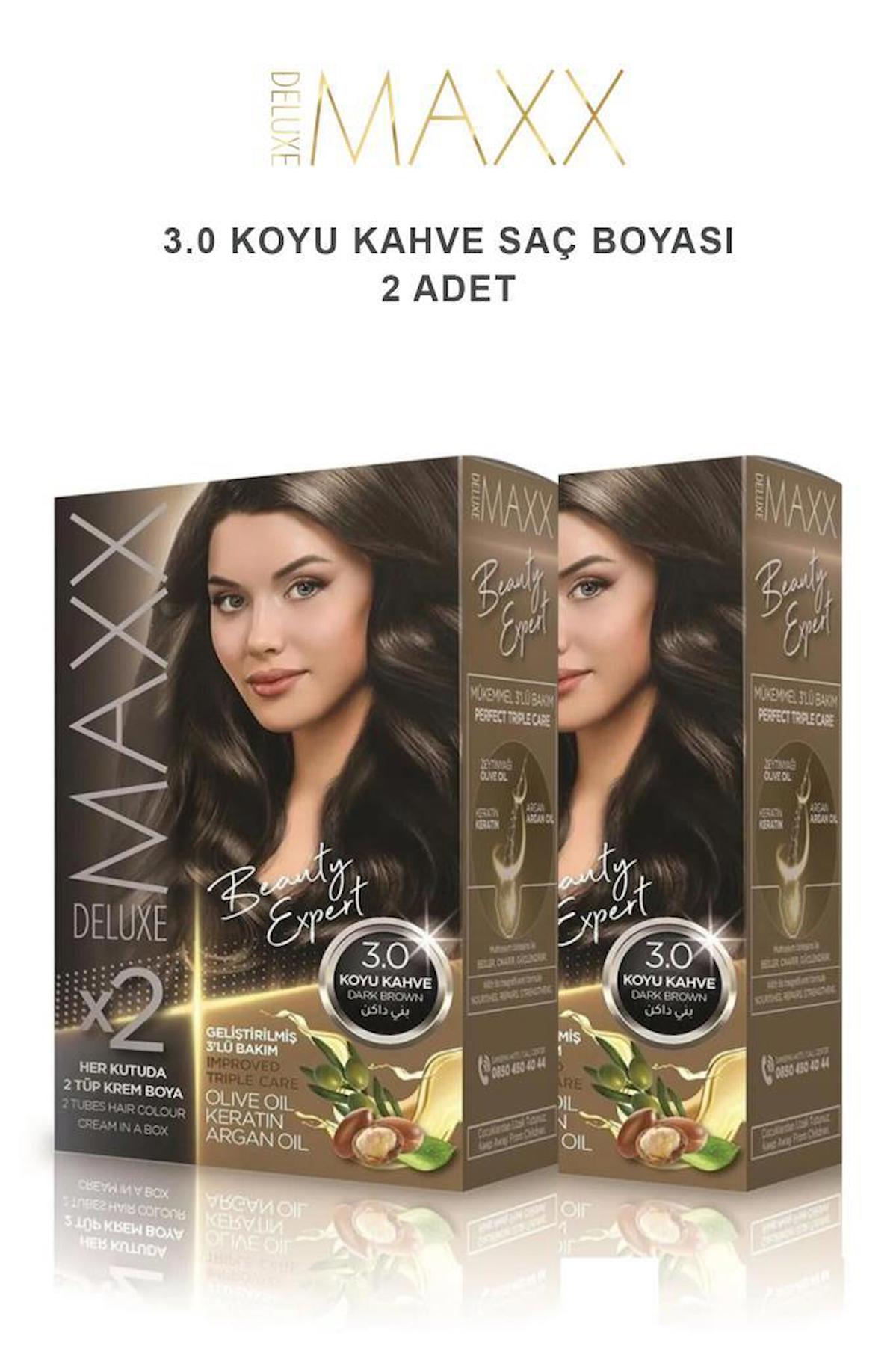 Maxx Deluxe 3.0 Koyu Kahve Krem Saç Boyası 2x50 ml
