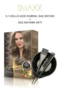 Maxx Deluxe 8.1 Küllü Açık Kumral Krem Saç Boyası 50 ml + Boyama Seti Hediyeli