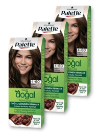 Palette Kalıcı Doğal Renkler 4.60 Açık Çikolata Kahve Organik Amonyaksız Vegan Krem Saç Boyası 3x50 ml