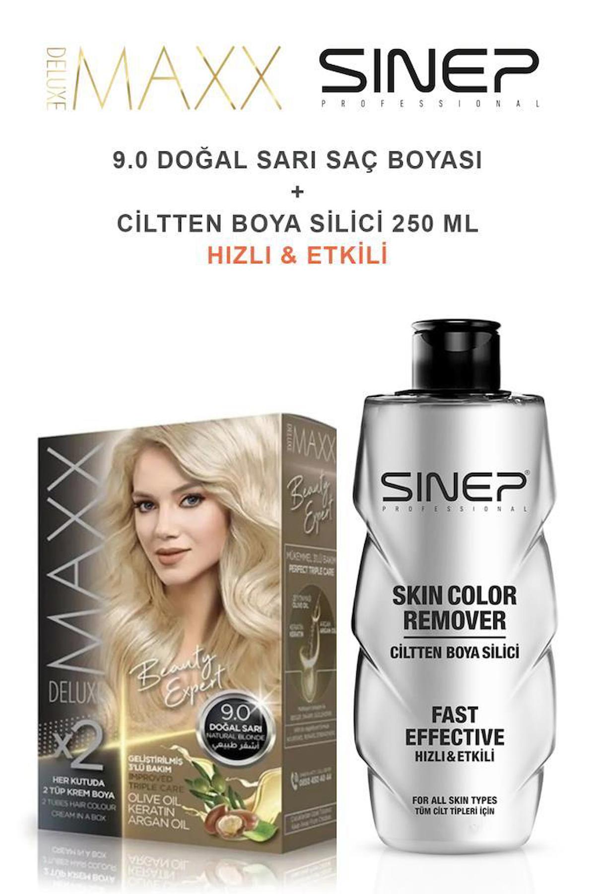 Maxx Deluxe 9.0 Doğal Sarı Krem Saç Boyası 50 ml + Sinep Professional Boya Silici Hediyeli