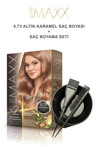 Maxx Deluxe 8.73 Altın Karamel Krem Saç Boyası 50 ml + Boyama Seti Hediyeli