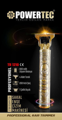 Powertec TR-1210 Sakal 4 Başlıklı Çok Amaçlı Sinekkaydı Kuru Tıraş Makinesi
