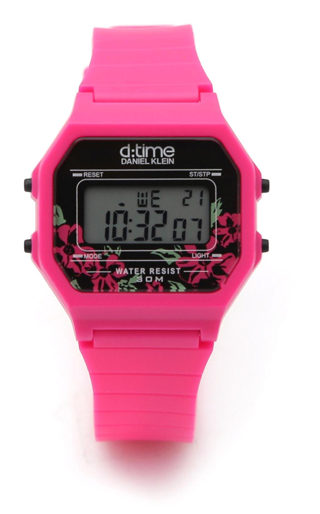 Daniel Klein DK.9.12270.3 Takvimli 34 mm Pembe Silikon Kordon Dijital Kadın Kol Saati