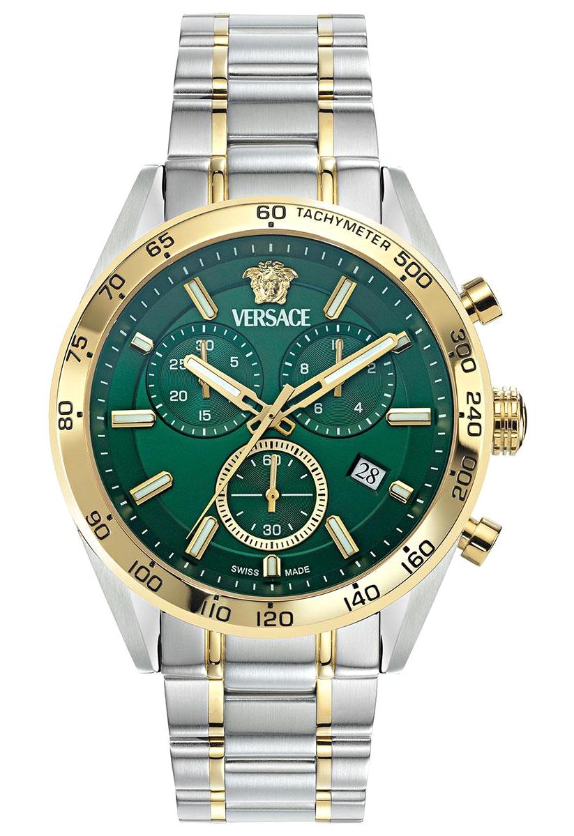 Versace VRSCVE0CA0324 Takvimli 34 mm Altın-Gri Çelik Kordon Analog Kadın Kol Saati