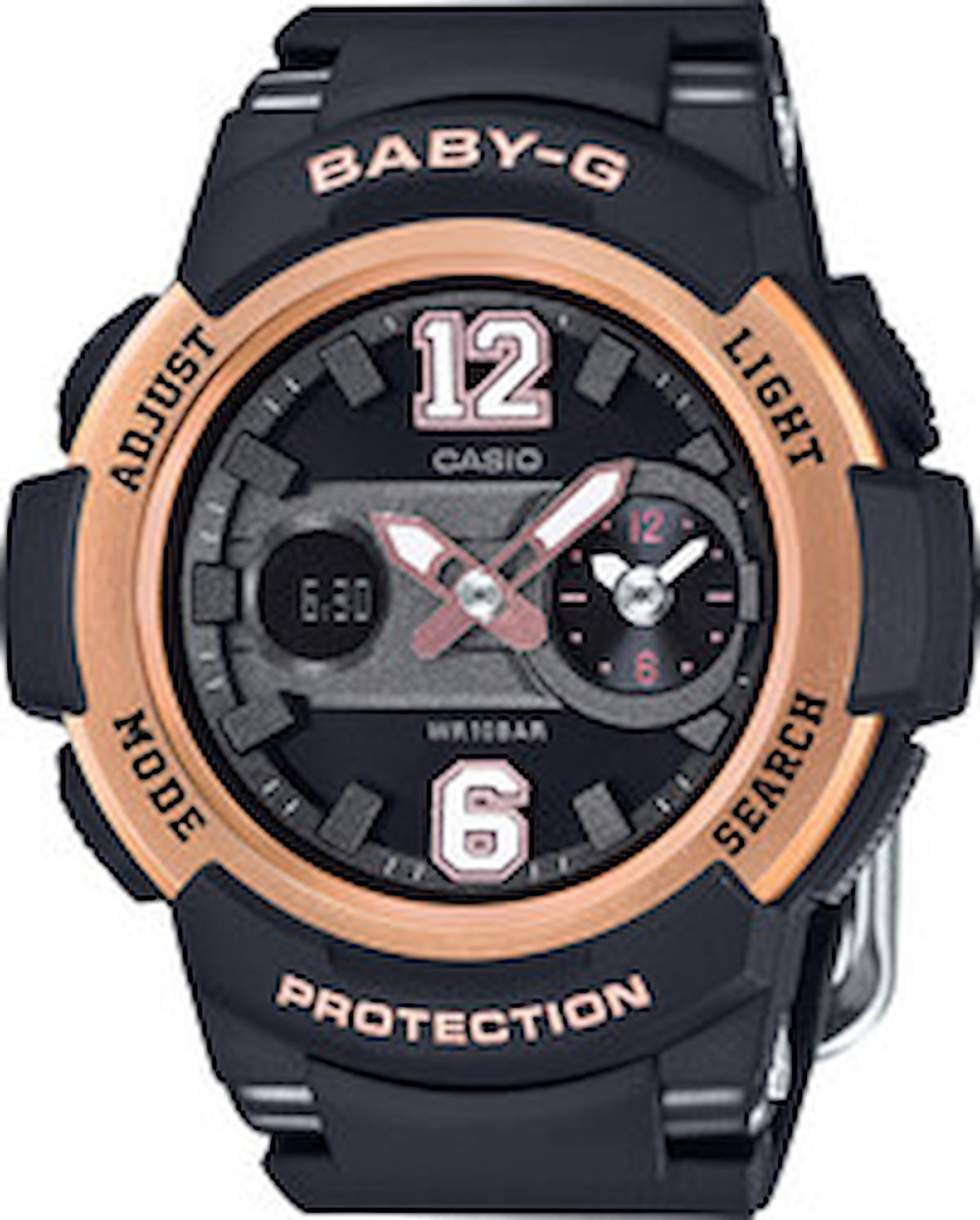 Casio BGA-210-1BDR Takvimli 43 mm Siyah Silikon Kordon Analog Kadın Kol Saati