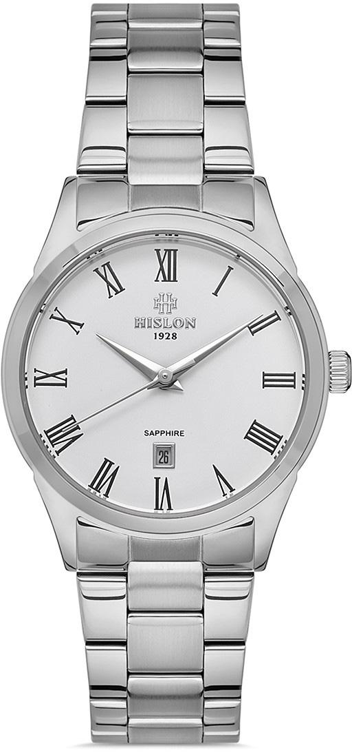Hislon QL129S-02SS Takvimli 30 mm Gri Çelik Kordon Analog Kadın Kol Saati