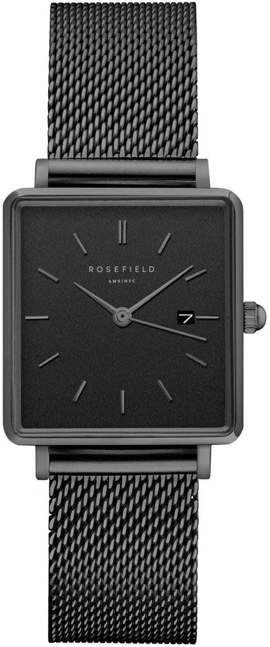 Rosefield QBMB.Q04 Takvimli 28 mm Siyah Çelik Kordon Analog Kadın Kol Saati