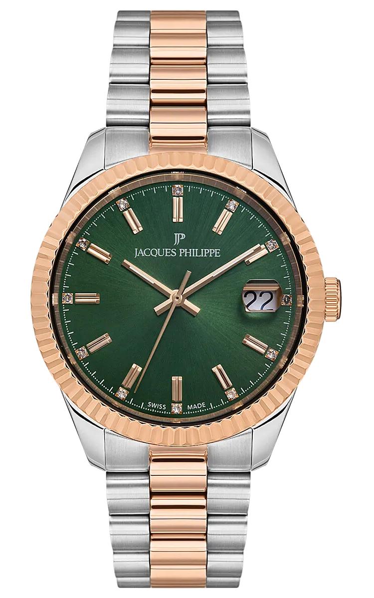 Jacques Philippe JPQLS2473X8N Takvimli 36 mm Gri-Rose Gold Çelik Kordon Analog Kadın Kol Saati