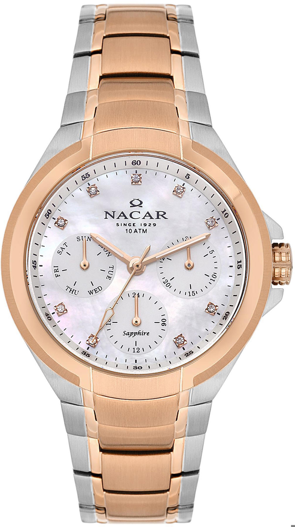 Nacar 28-392322-ESM Takvimli 34 mm Gri-Rose Gold Metal Kordon Analog Kadın Kol Saati