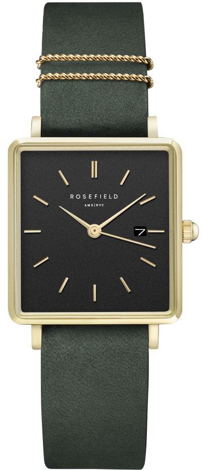 Rosefield QBFGG.Q031 Takvimli 28 mm Siyah Deri Kordon Analog Kadın Kol Saati