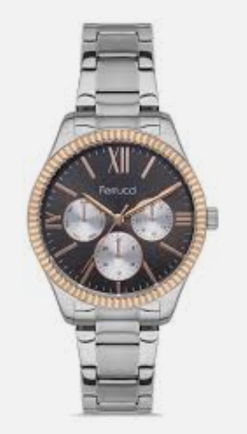 Ferrucci FC.13041M.04 Takvimli 36 mm Gri Metal Kordon Analog Kadın Kol Saati