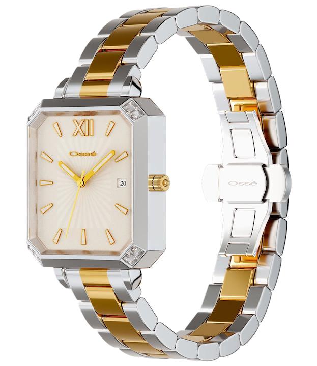 Osse 10109LA Takvimli 32.5 mm Altın-Gri Metal Kordon Analog Kadın Kol Saati