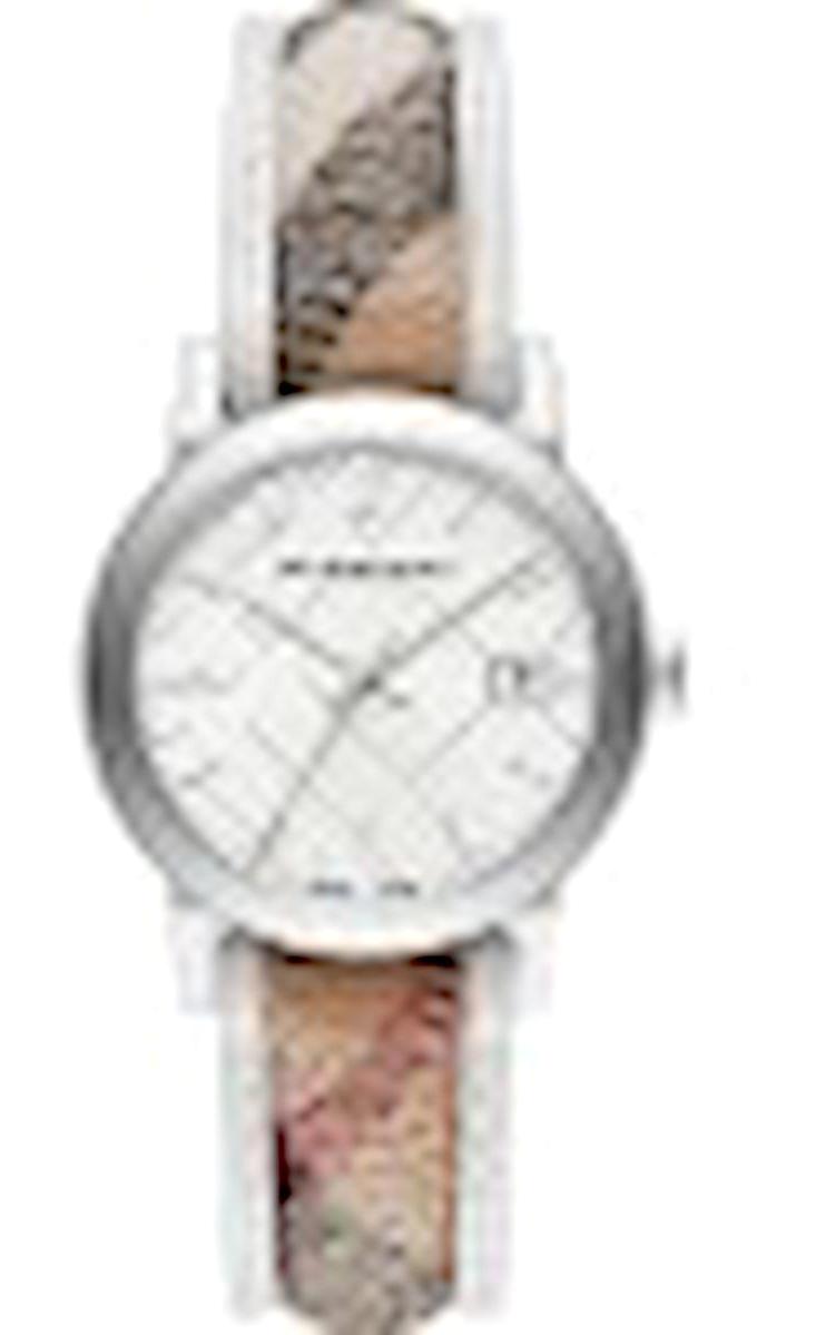 Burberry BU9136 Takvimli 34 mm Gri Deri Kordon Analog Kadın Kol Saati