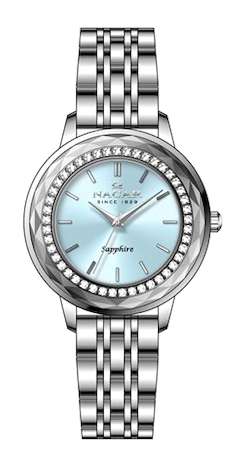 Nacar NC33-398223-AUMS 32 mm Gri Çelik Kordon Analog Kadın Kol Saati