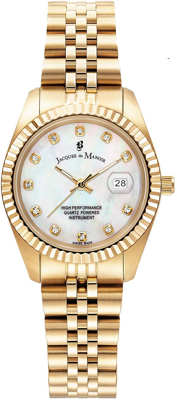 Jacques Du Manoir JWL01203 Takvimli 31 mm Altın Çelik Kordon Analog Kadın Kol Saati