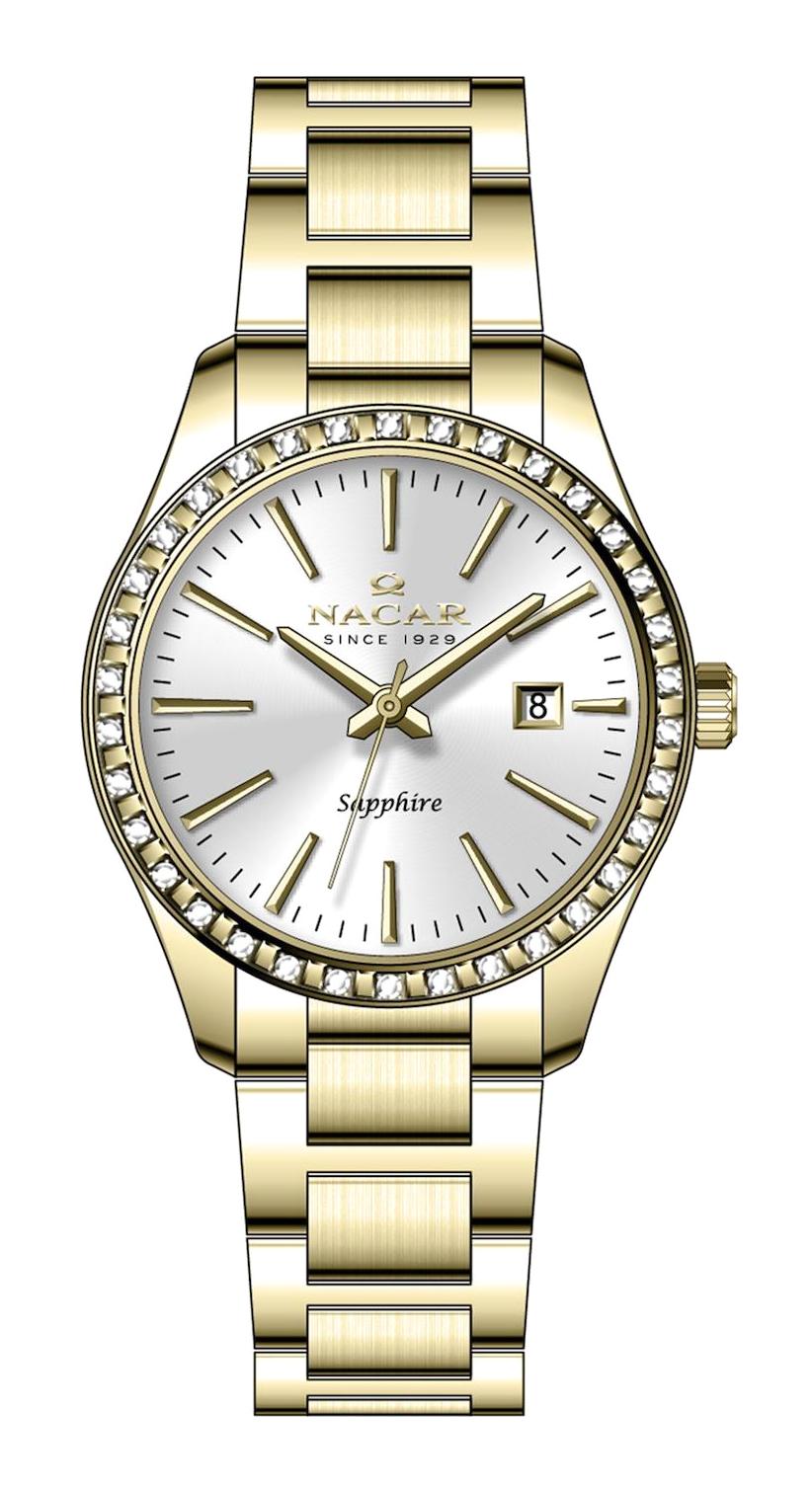 Nacar NC33-398305-DWMS Takvimli 32 mm Altın Metal Kordon Analog Kadın Kol Saati