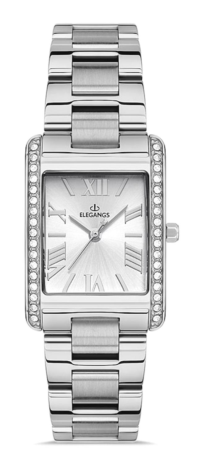 Elegangs EL2452.1 24 mm Gri Çelik Kordon Analog Kadın Kol Saati
