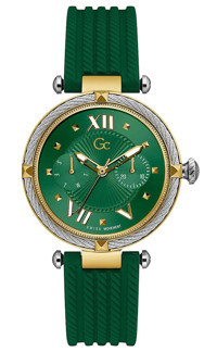 Guess GCZ23005L9MF Takvimli 34 mm Yeşil Silikon Kordon Analog Kadın Kol Saati