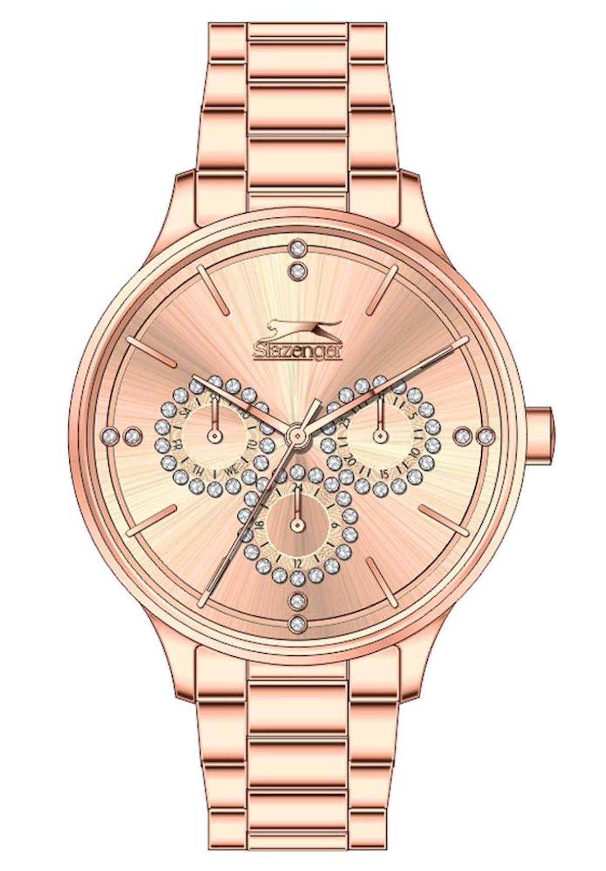 Slazenger SL.09.2019.4.05 Takvimli 37 mm Rose Gold Çelik Kordon Analog Kadın Kol Saati