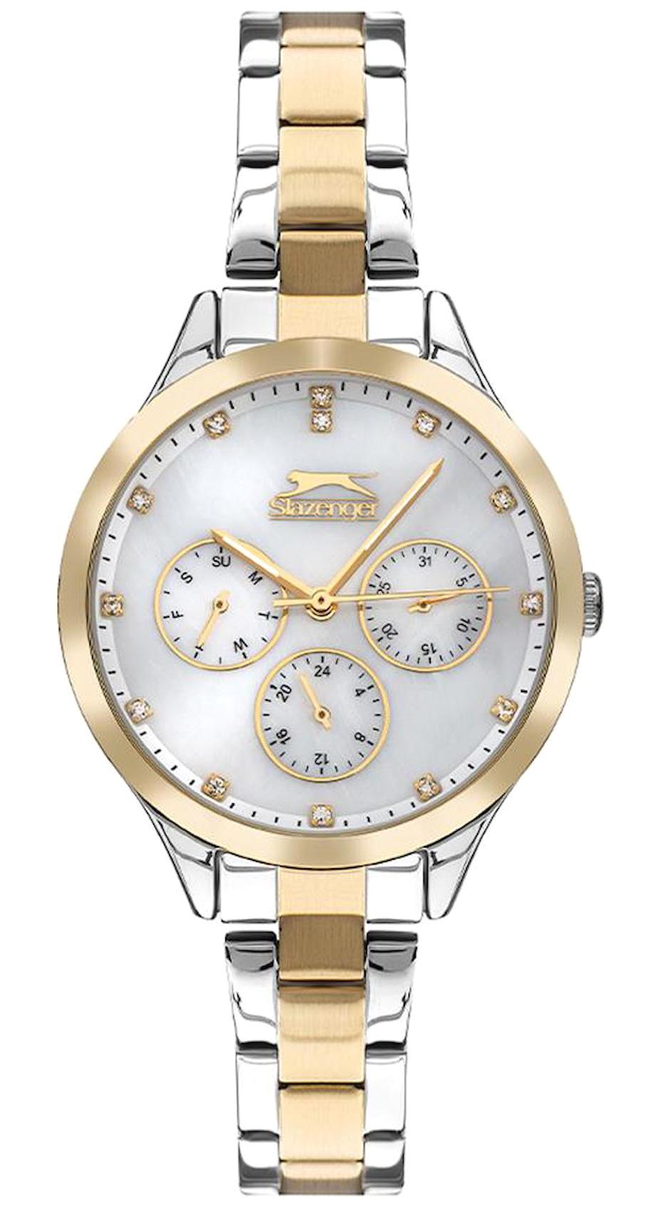 Slazenger SL.09.2014.4.05 Takvimli 37 mm Altın-Gri Çelik Kordon Analog Kadın Kol Saati