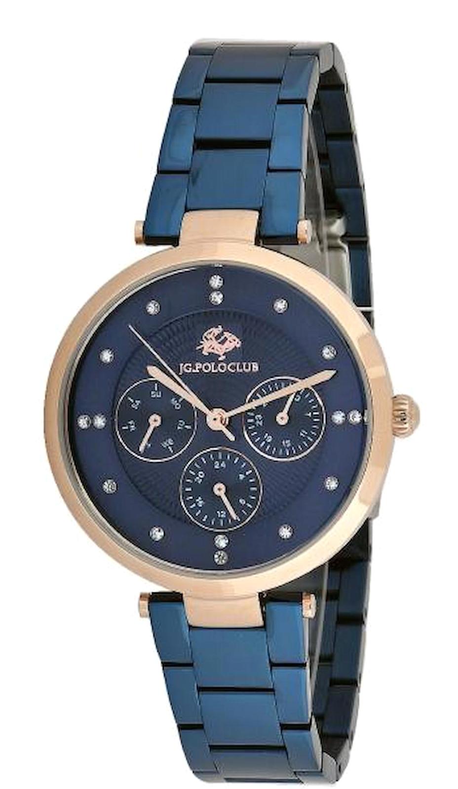 Jg. Polo Club JPC.0318.1315FM.2 Takvimli 35 mm Lacivert Çelik Kordon Analog Kadın Kol Saati