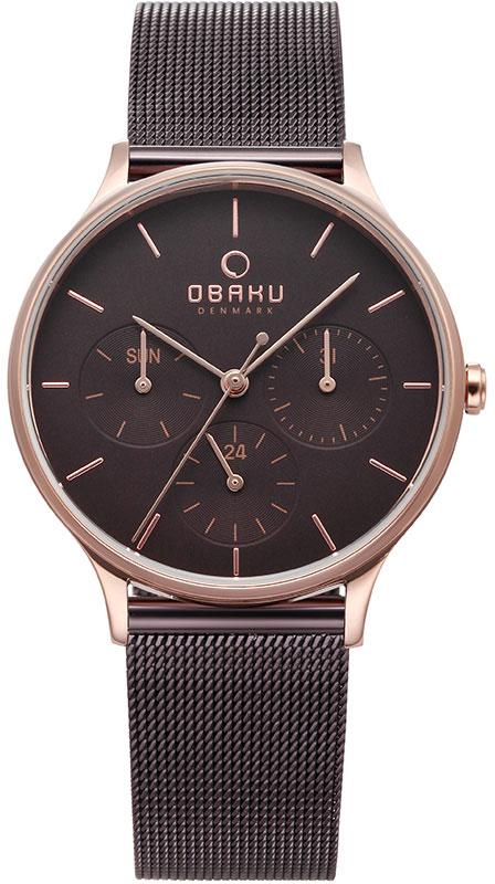 Obaku Denmark V212LMVNMN Takvimli 34 mm Kahverengi Çelik Kordon Analog Kadın Kol Saati