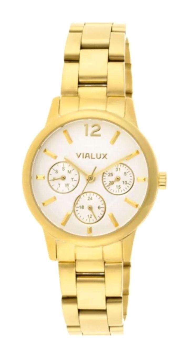 Q&Q LY638G-02SG Takvimli 35 mm Altın Çelik Kordon Analog Kadın Kol Saati