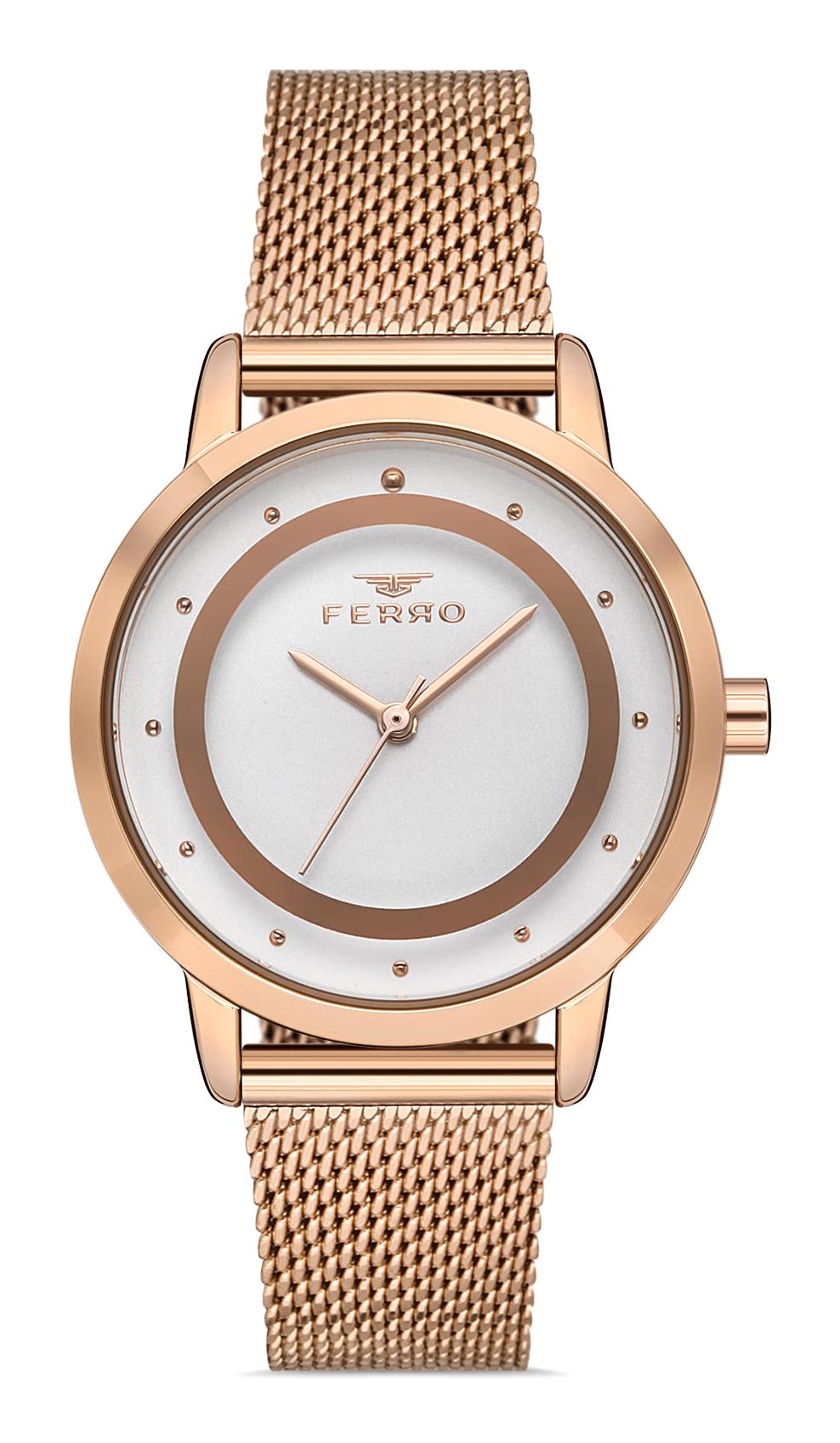 Ferro F40090C-C 35 mm Rose Gold Metal Kordon Analog Kadın Kol Saati