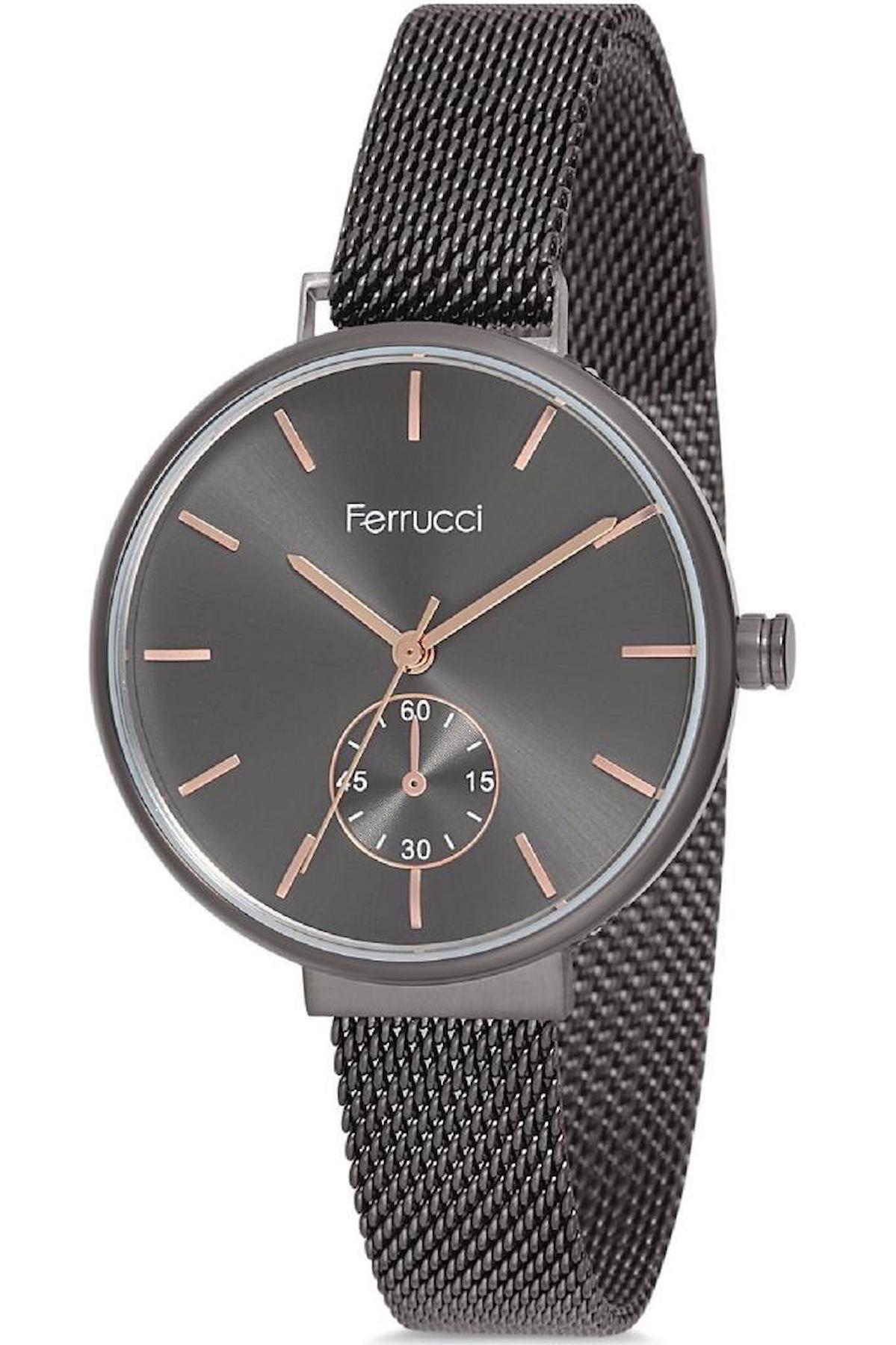 Ferrucci FC.13367H.05 36 mm Siyah Çelik-Hasır Kordon Analog Kadın Kol Saati