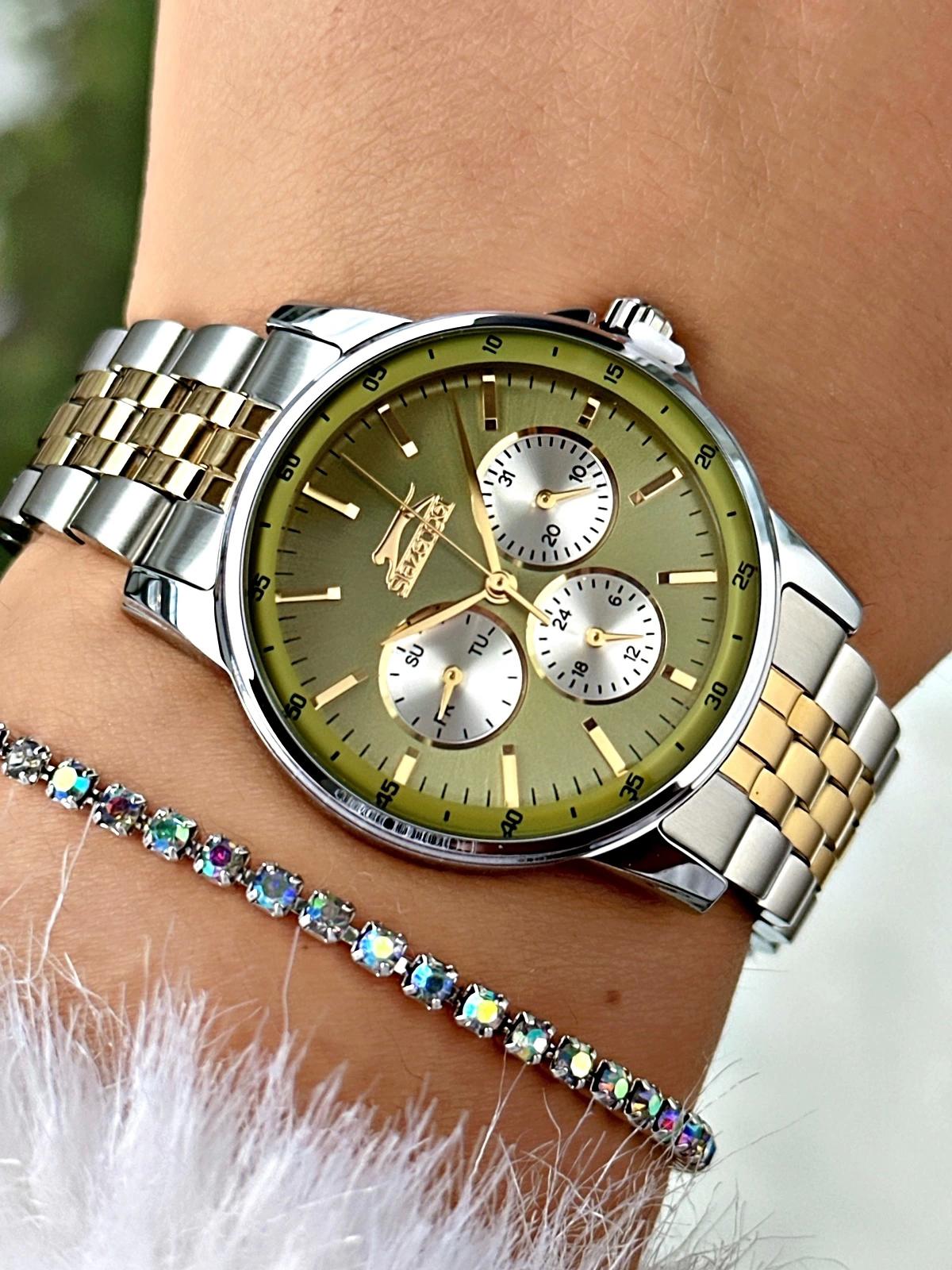 Slazenger SL.09.2009.4.09 Takvimli 36 mm Altın-Gri Çelik Kordon Analog Kadın Kol Saati