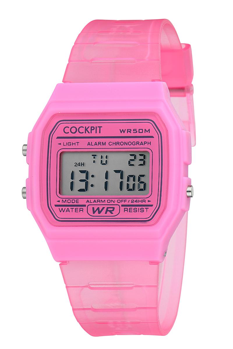 Cockpit CK-T4091PK 35.2 mm Pembe Silikon Kordon Dijital Kadın Kol Saati
